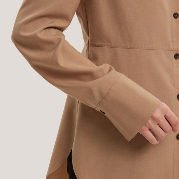 NWT Gentle Herd Wool-Blend Button-Up Shirt $149.00  S Small Beige - Picture 7 of 7